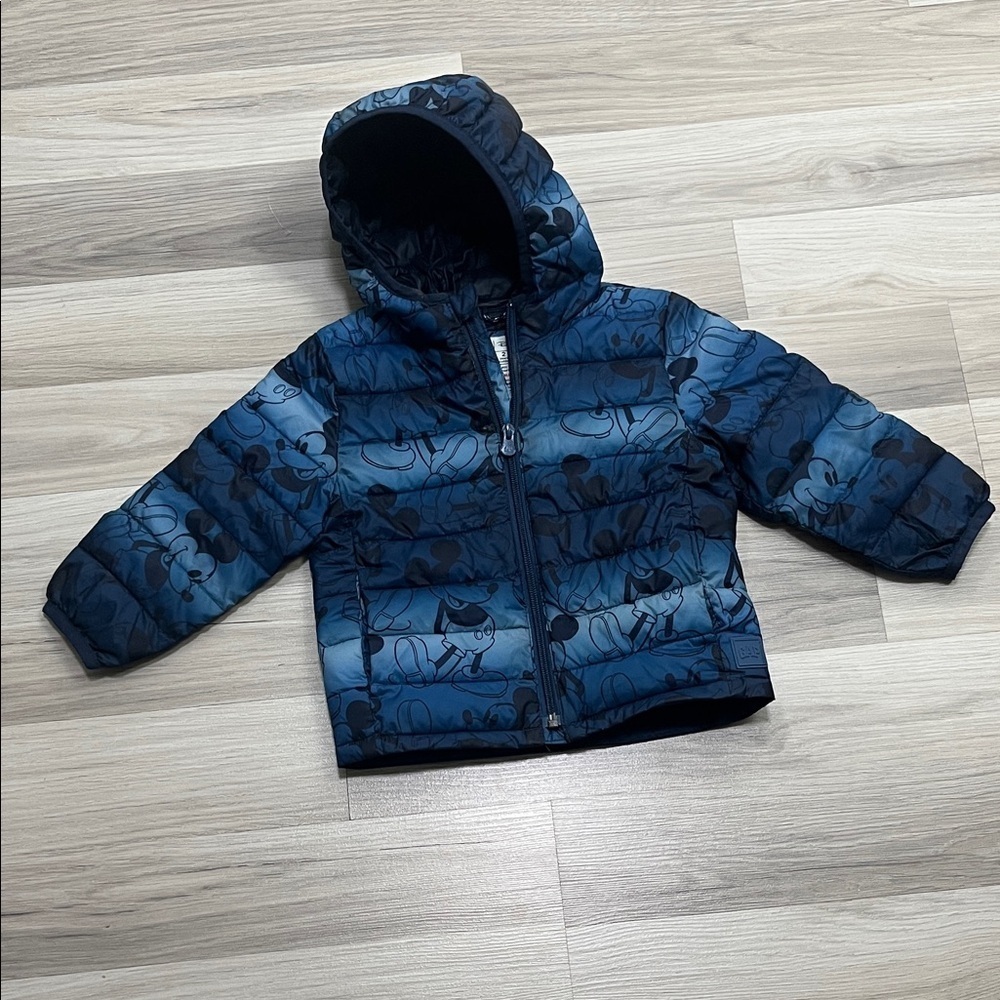 Gap × Disney Mickey Mouse Recycled Puffer Jacket Toddler Size 2 Water Resistant